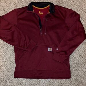 Carhartt Relaxed Fit Force Extremes Burgundy Quarter-Zip Pullover size Medium